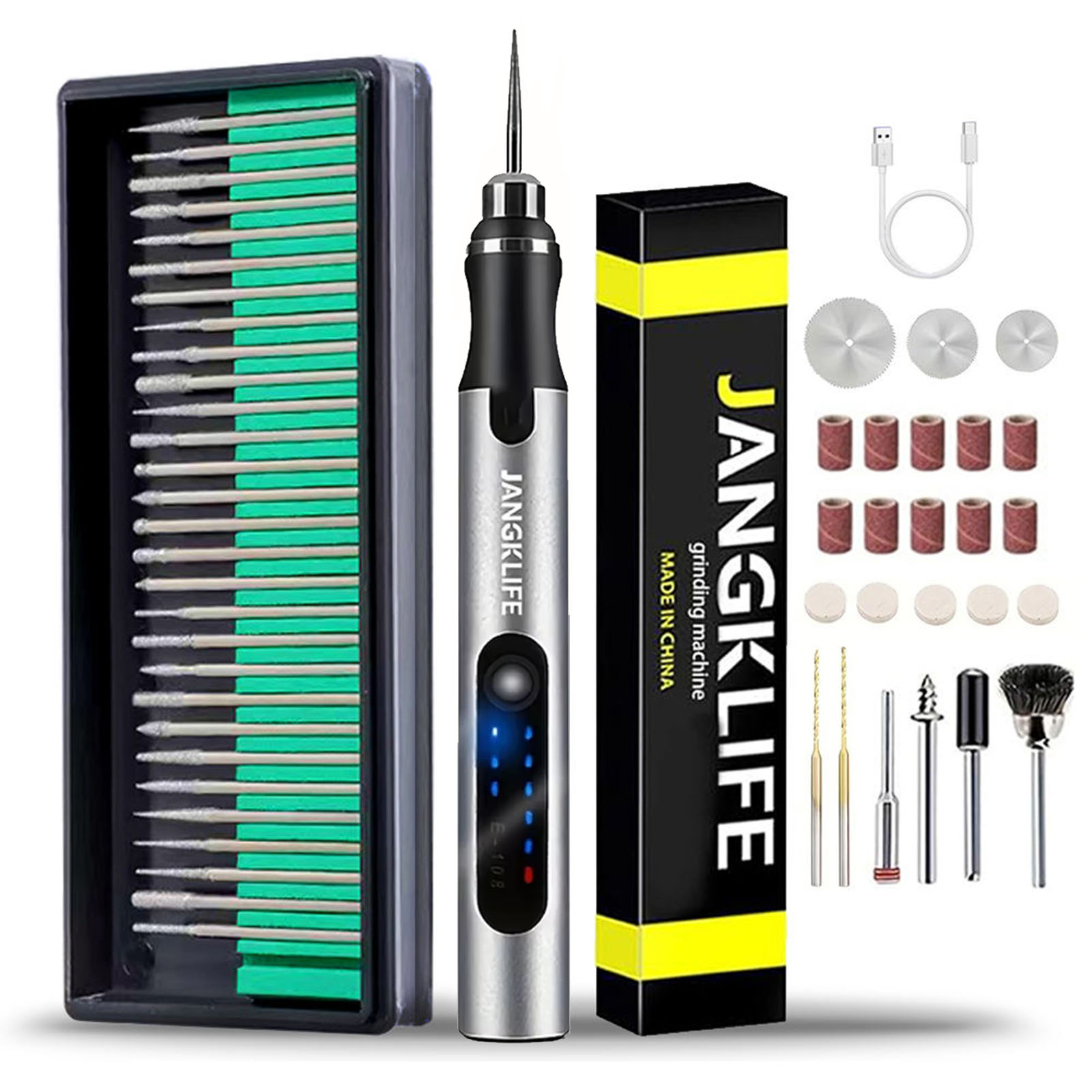 Cordless Rotary Tool Kit Accessories - USB-Akku-Drehwerkzeug-Kit Holz bearbeitung Gravur Stift Diy