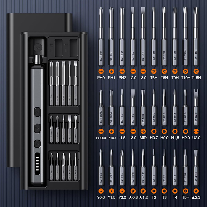 Electric Screwdriver Rechargeable Usb - Elektro-Schraubendreher-Set, Präzisions-Elektrowerkzeug-Set, wiederaufladbar, mit LED-Licht, 30