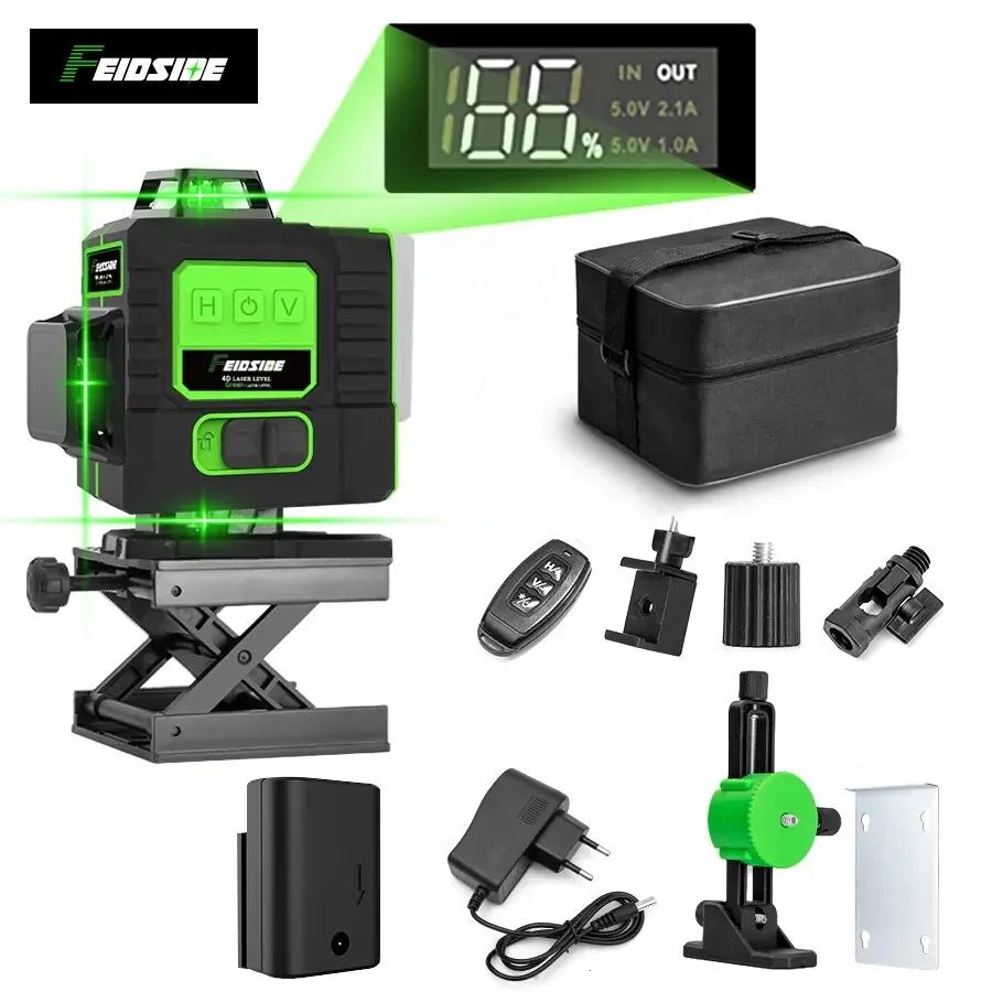 Laser Level 16 Lines 4D Green - FEIDSIDE 16/12 Linien 4D/3D Laser Level