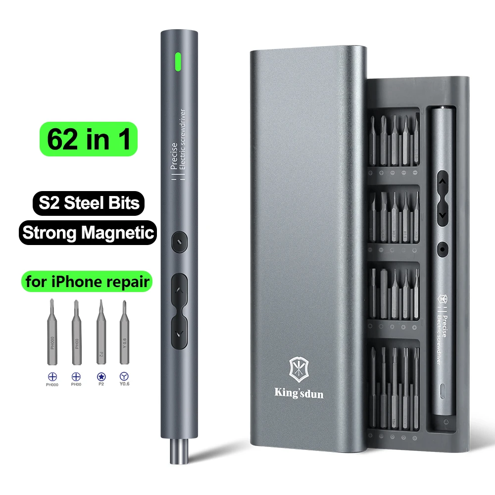 Electric Screwdriver Rechargeable Usb - 62/6-in-1-Präzisions-Elektroschrauber-Set, Elektrowerkzeug-Sets, wiederaufladbar, kabellos, Mini-Kleine Bits
