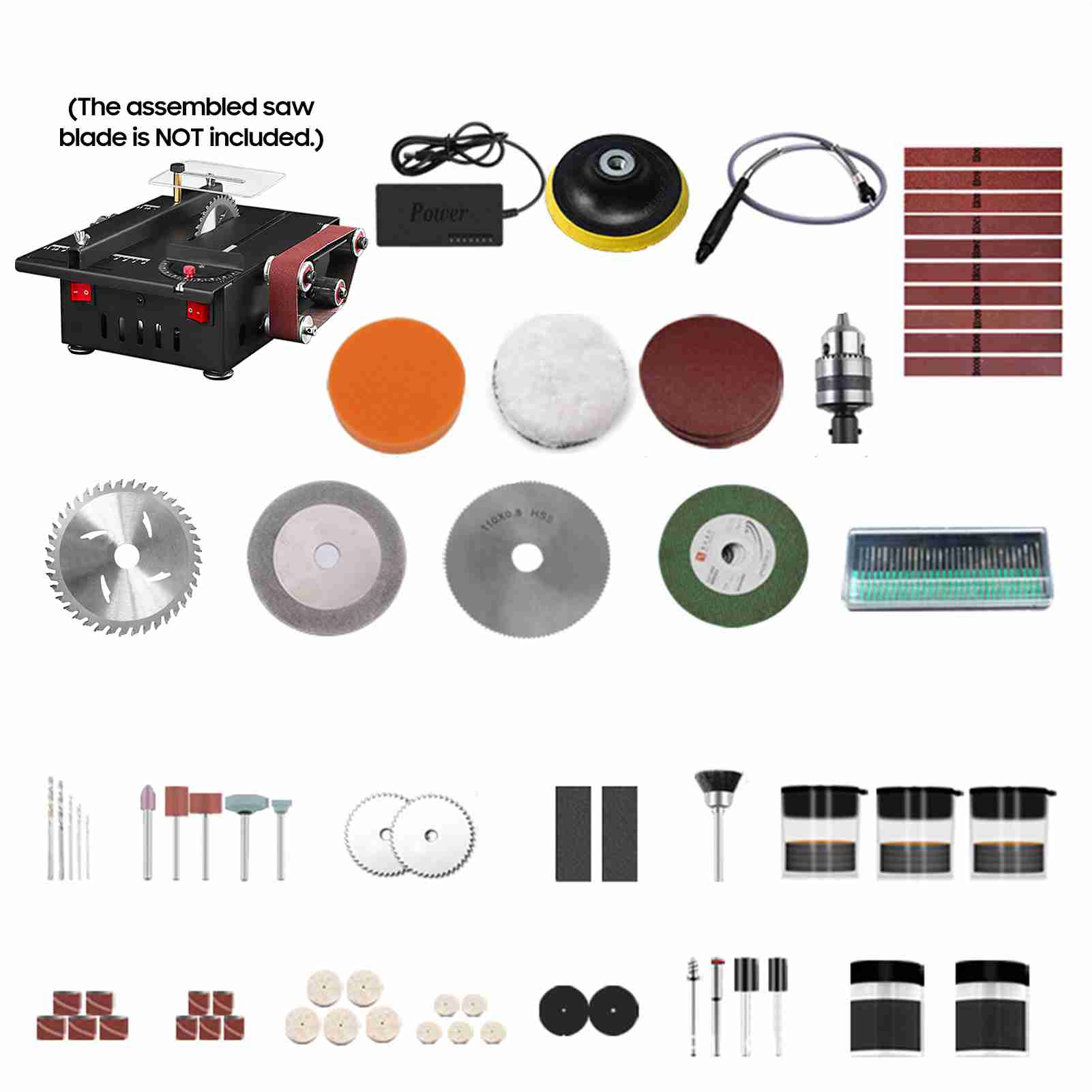 Mini Table Saw For Woodworking - 200 W Mini-Tischsäge und Bandschleifer mit