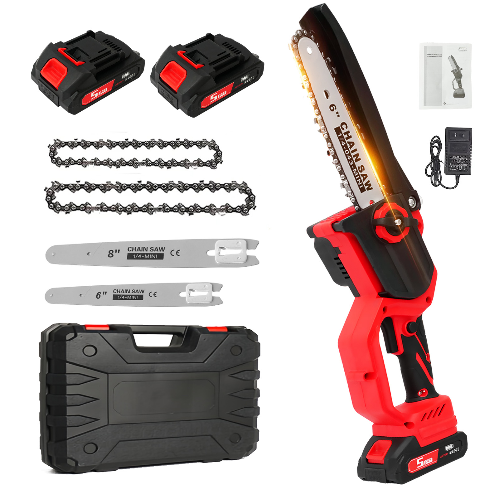 Mini Electric Chainsaw 6 Inch - Elektrische Kettensäge 1380W Hochgeschwindigkeits-Bürstenlos 30ft/s 8