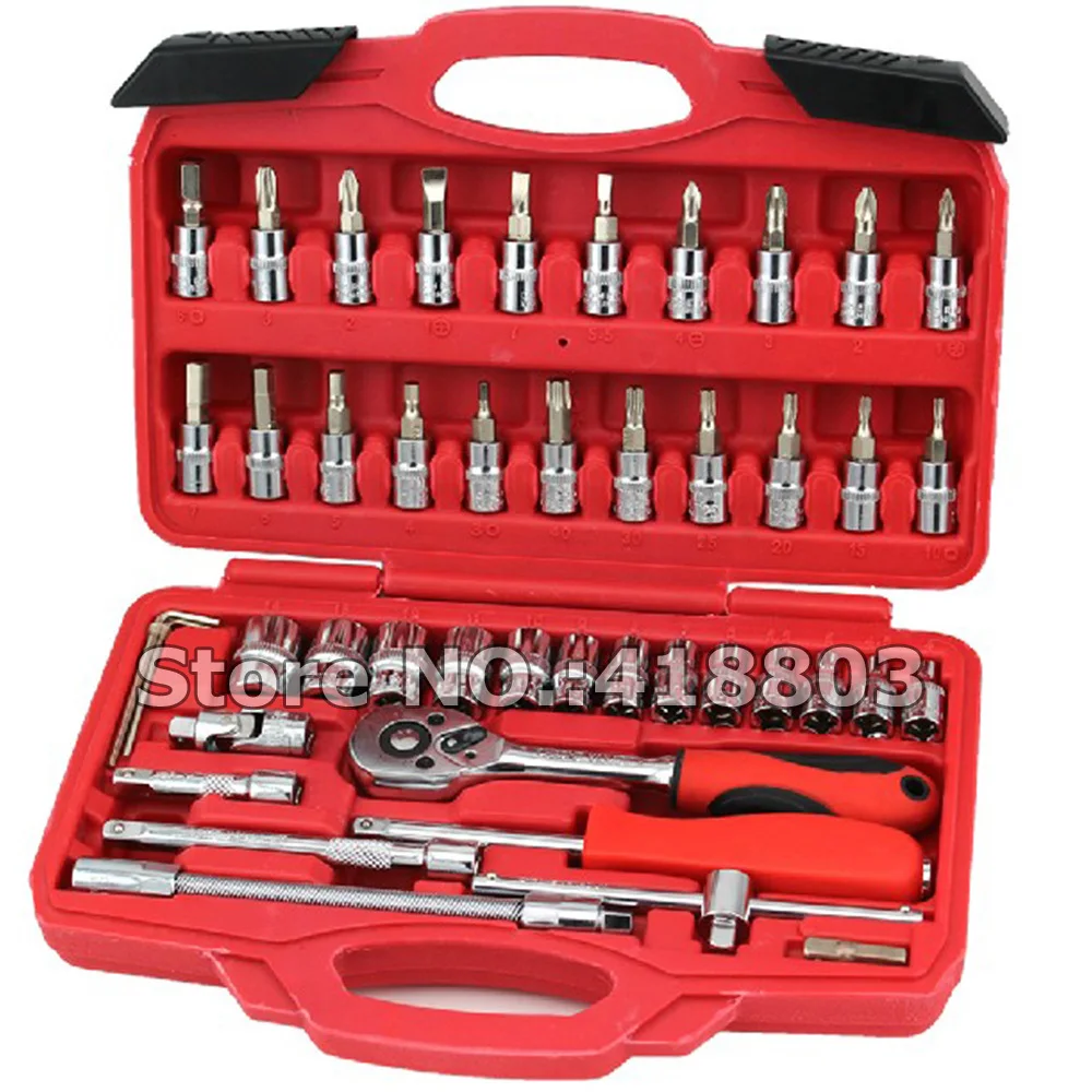 Hand Tools - 46-teiliger Werkzeugkasten 1/4 DR Motorrad- und