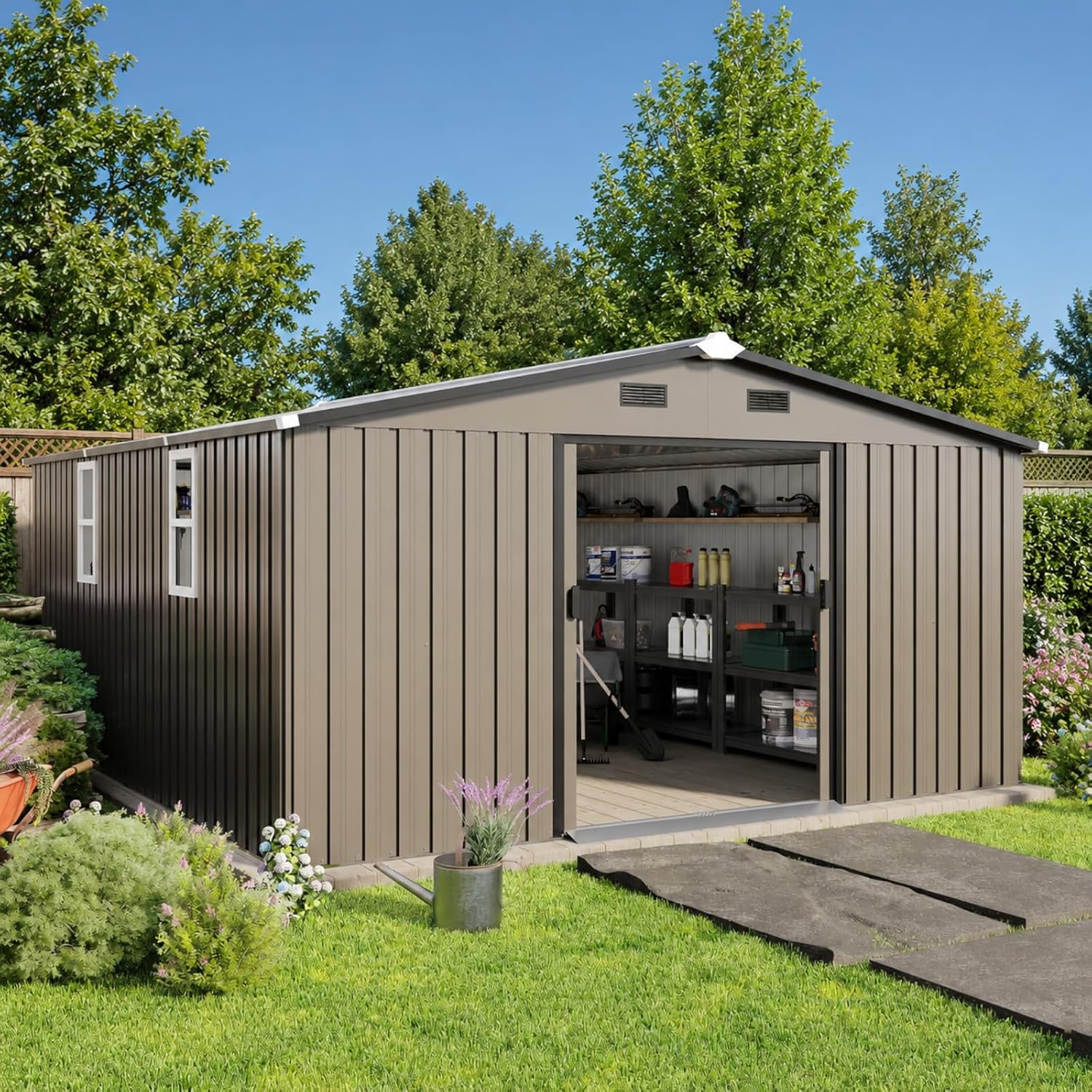 Metall-Geräteschuppen 10x12FT  – Garden Tools Bewertung und Preis