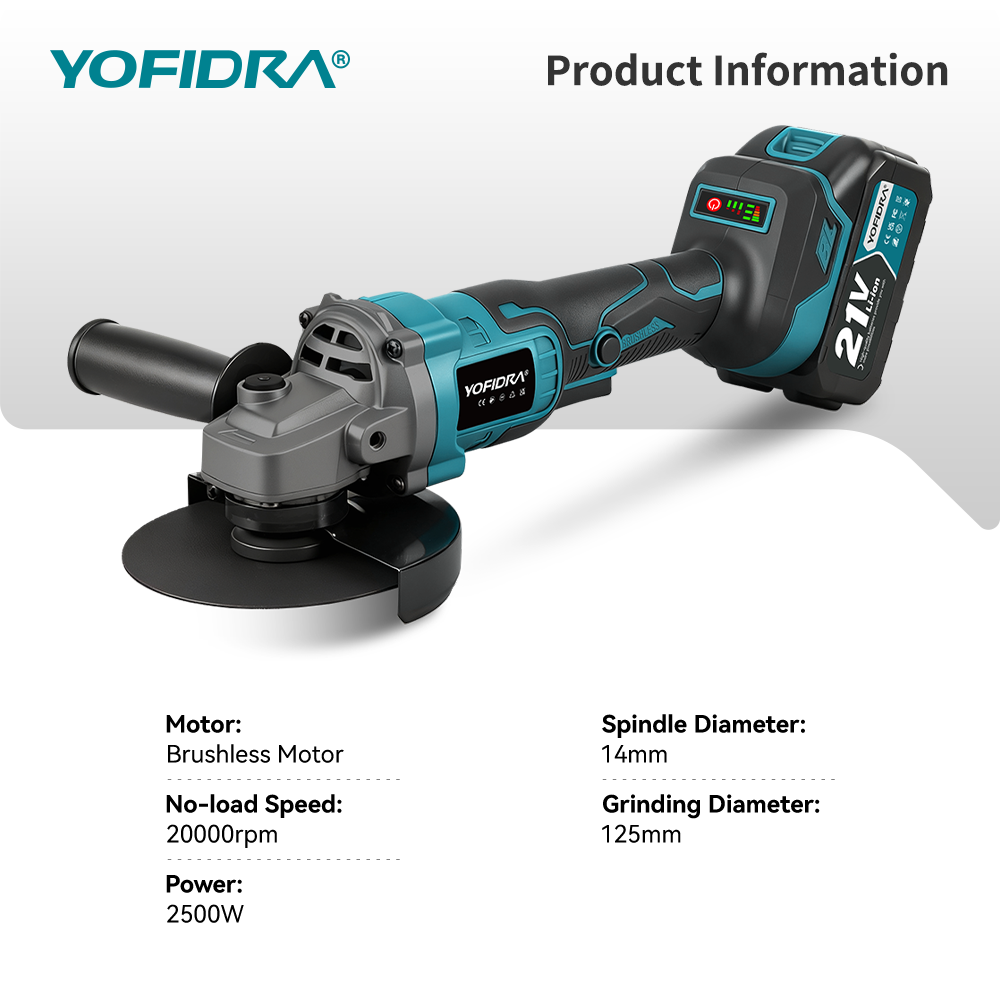 YOFIDRA 125 mm bürstenloser Wi – Brushless Angle Grinder Battery Powered Bewertung und Preis